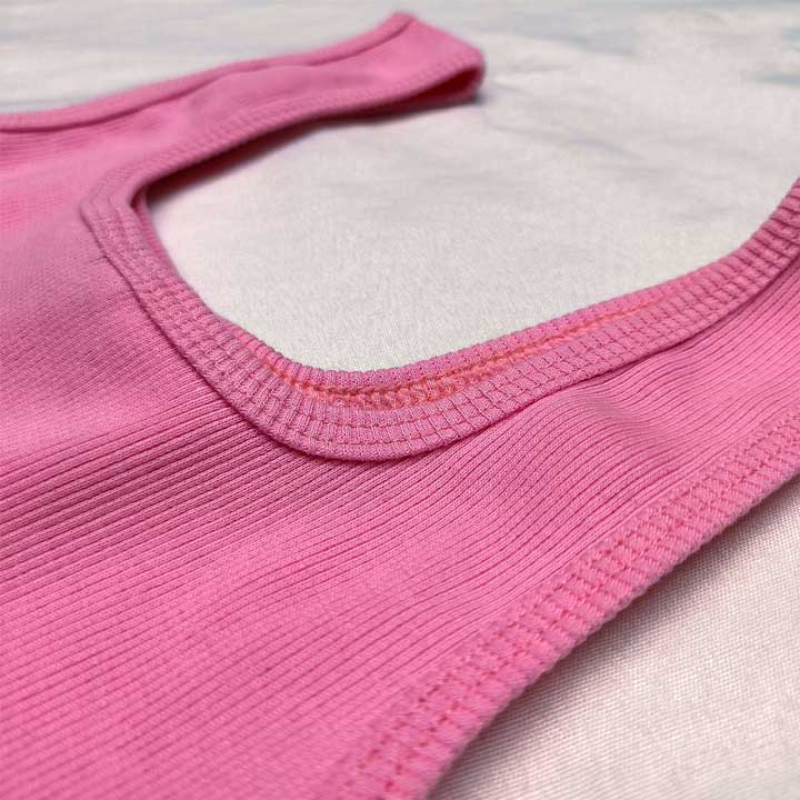 تاپ کراپ زنانه یقه خشتی صورتی رنگ